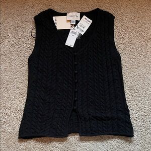Industry Black Knit Button-Down Tank Top